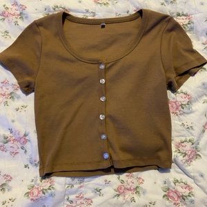 Brown Button up cropped
